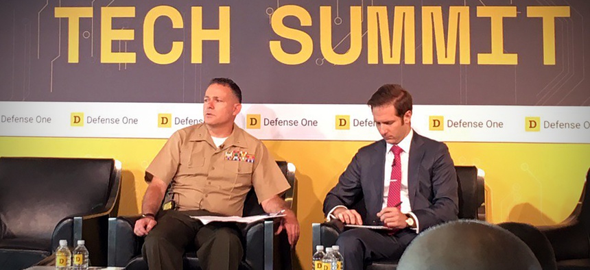 Col. Drew Cukor, Chief, Algorithmic Warfare Cross Function Team, ISR Operations Directorate, Warfighter Support, Office of the Undersecretary of Defense for Intelligence, speaks with Defense One's Marcus Weisgerber in Washington, D.C., on July 13.