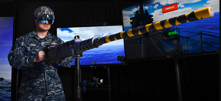 The Unified Gunnery System concept is an augmented reality (AR) helmet that fuses information from a ship's gunnery liaison officer and weapon system into an easy-to-interpret visual format for the gunner manning a naval gun system.