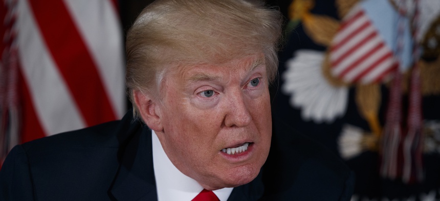 President Donald Trump speaks during a briefing on the opioid crisis, Tuesday, Aug. 8, 2017, at the Trump National Golf Club in Bedminster, N.J.