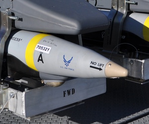 GBU-39 Small Diameter Bombs, made by Boeing, await loading on an F-22 Raptor in this 2012 file photo. 