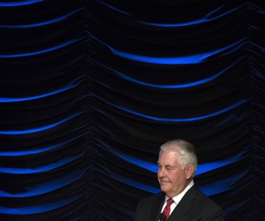 Secretary of State Rex Tillerson waits to deliver an address at the Wilson Center in Washington, Tuesday, Nov. 28, 2017. Secretary of State Rex Tillerson waits to deliver an address at the Wilson Center in Washington, Tuesday, Nov. 28, 2017.
