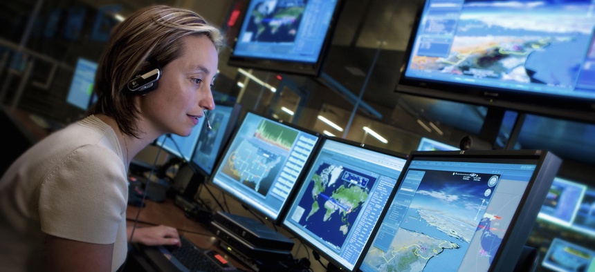 An employee at Lockheed Martin's NexGen Cyber Innovation and Technology Center.