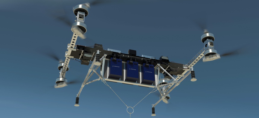 The Boeing CAV delivery drone prototype can lift 500 pounds.
