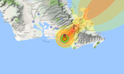 A rendering of a 200 kt nuclear missile strike on Hawaii, courtesy of the Nukemap tool.