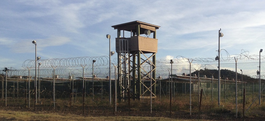 An unused guard tower at Camp Delta, one of the parts of the detention center at the U.S. Naval base at Guantanamo Bay, Cuba, Dec. 11, 2016.