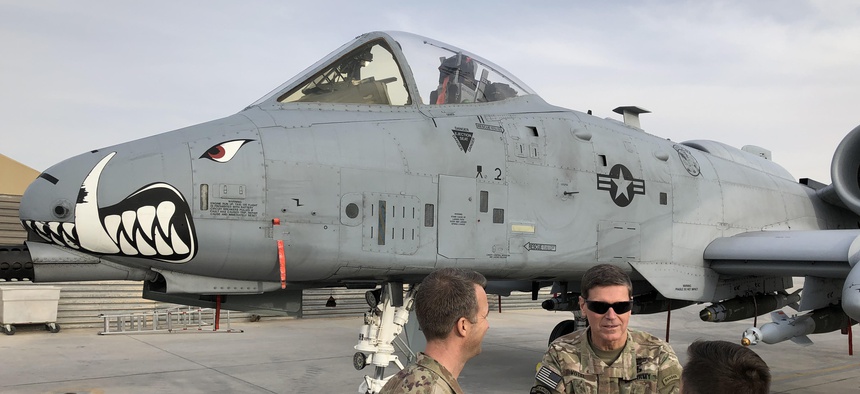 Gen. Joseph Votel, U.S. Central Command commander, visited newly arrived A-10s at Kandahar Air Field, Sat. Jan. 27, 2018.