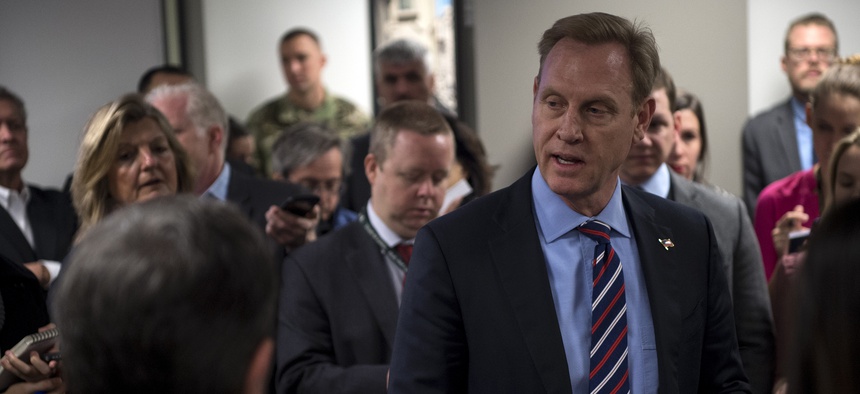 Deputy Secretary of Defense Patrick M. Shanahan briefs the media at the Pentagon.