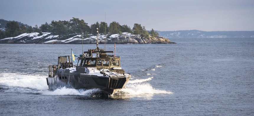 Swedish armed forces exercise against enemy submarines in 2016.