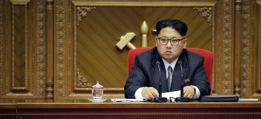 North Korean leader Kim Jong Un listens during the party congress in Pyongyang, North Korea, Monday, May 9, 2016.
