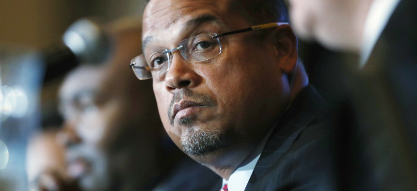2016 photo of Rep. Keith Ellison, D-Minn., one of the House lawmakers who inserted language in the 2019 NDAA to make it more difficult for President Trump to go to war with Iran.