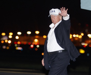 President Donald Trump waves as he arrives on Air Force One at Newark Liberty International Airport, in Newark, N.J., Thursday, July 5, 2018, en route to Bedminster, N.J., after participating in a rally in Great Falls, Mont. President Donald Trump waves as he arrives on Air Force One at Newark Liberty International Airport, in Newark, N.J., Thursday, July 5, 2018, en route to Bedminster, N.J., after participating in a rally in Great Falls, Mont.