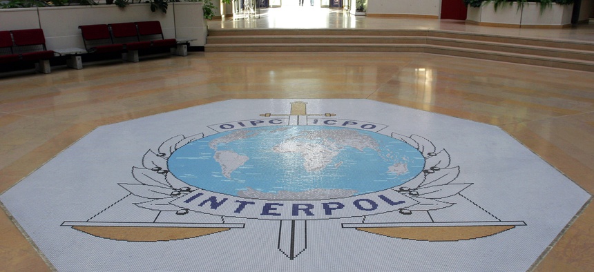 This Oct.16, 2007 file photo shows the entrance hall of Interpol's headquarters in Lyon, central France.
