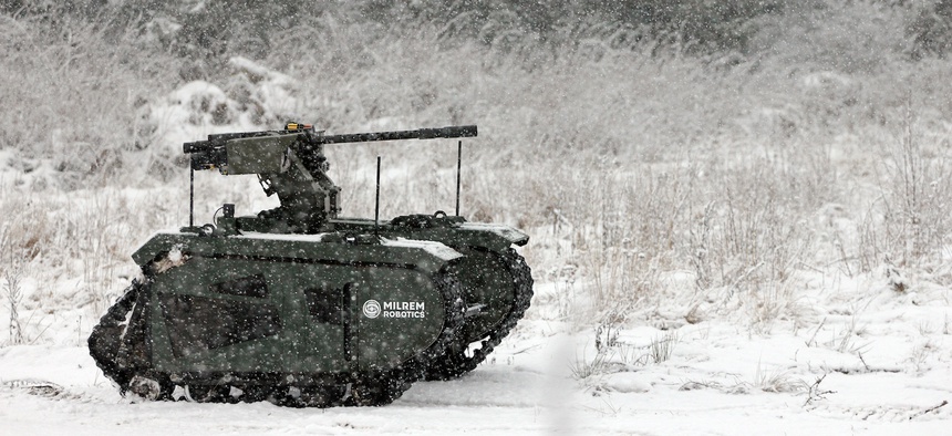 A prototype combat robot from Esonia's Milrem Robotics.