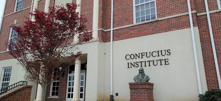 View of the Confucius Institute building on the Troy University campus.
