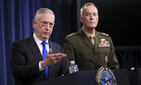Secretary of Defense Jim Mattis, left, and Chairman of the Joint Chiefs of Staff, Marine Gen. Joseph Dunford speak to reporters during a news conference at the Pentagon, Tuesday, Aug. 28, 2018 in Washington.