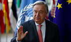 U.N. Secretary-General Antonio Guterres arrives for a meeting at the EU Council in Brussels, Belgium, May 15, 2018.
