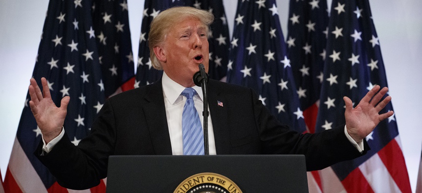 President Donald Trump speaks during a news conference at the Lotte New York Palace hotel during the United Nations General Assembly, Wednesday, Sept. 26, 2018, in New York.