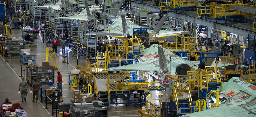 The F-35 production line in Fort Worth, Texas.