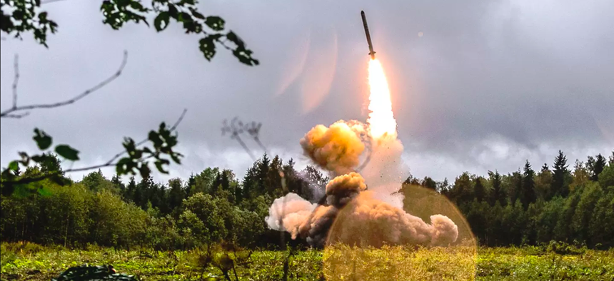 Russia's SSC-8, also called the Novator 9M729 reportedly uses a transporter-erector-launcher similar to the existing 9K720 Iskander vehicle, pictured here on Sept. 18, 2017.