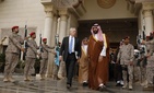 In this April 19, 2017 photo, U.S. Defense Secretary James Mattis, center left, departs after his meeting with Saudi Arabia's Deputy Crown Prince and Defense Minister Mohammed bin Salman, center right, in Riyadh, Saudi Arabia. In this April 19, 2017 photo, U.S. Defense Secretary James Mattis, center left, departs after his meeting with Saudi Arabia's Deputy Crown Prince and Defense Minister Mohammed bin Salman, center right, in Riyadh, Saudi Arabia.