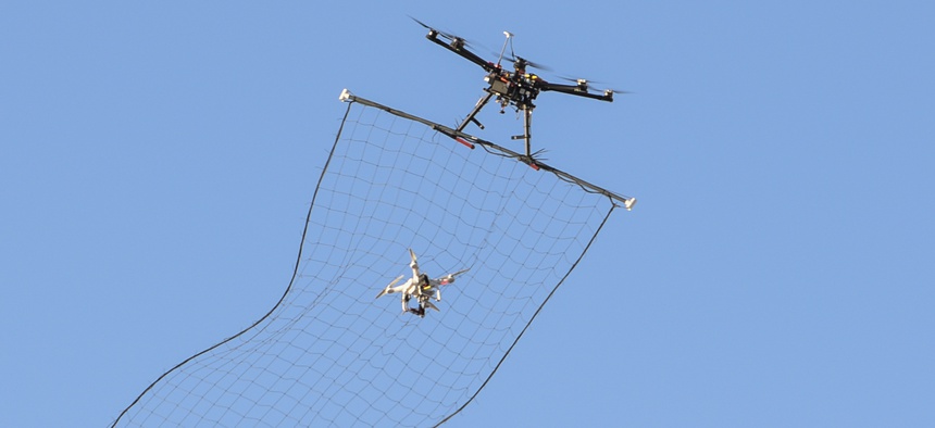 Drone-hunting during the 2016 Air Force Research Laboratory Commanders Challenge at the Nevada National Security Site in Las Vegas.