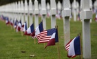 American and French flags are arranged in the Meuse-Argonne cemetery in France for a remembrance ceremony on Sept. 23, 2018. American and French flags are arranged in the Meuse-Argonne cemetery in France for a remembrance ceremony on Sept. 23, 2018.