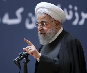 In this photo released by official website of the office of the Iranian Presidency, President Hassan Rouhani speaks at a ceremony to mark the second anniversary of the death of former Iranian President Akbar Hashemi Rafsanjani, in Tehran, Iran, In this photo released by official website of the office of the Iranian Presidency, President Hassan Rouhani speaks at a ceremony to mark the second anniversary of the death of former Iranian President Akbar Hashemi Rafsanjani, in Tehran, Iran,