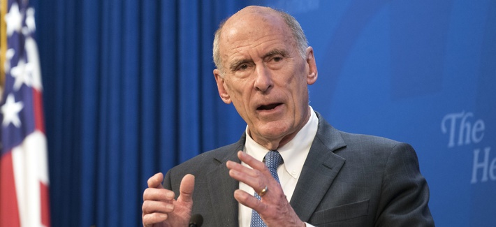 In this Oct. 13, 2017, file photo, Director of National Intelligence Dan Coats speaks at a Heritage Foundation event in Washington.