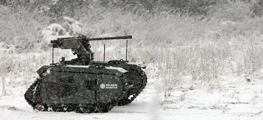 A prototype combat robot from Esonia's Milrem Robotics