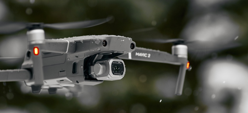 DJI Mavic 2 Pro, flying in wet snow conditions in Rostov-on-Don, Russia.