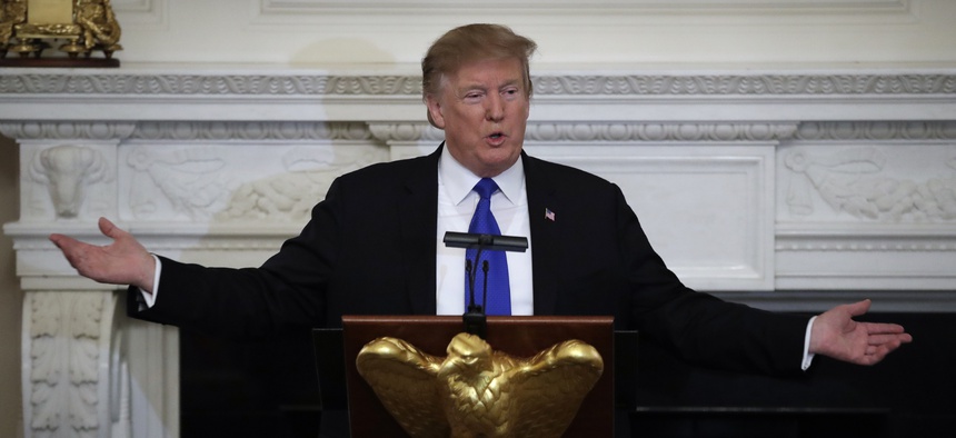 President Donald Trump participates in the 2019 White House Business Session with Our Nation's Governors at the White House in Washington, Monday, Feb. 25, 2019.