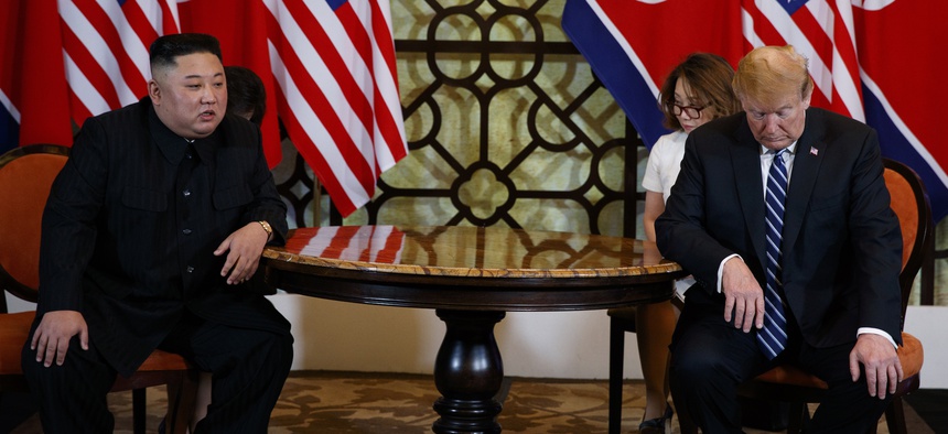 President Donald Trump meets North Korean leader Kim Jong Un, Thursday, Feb. 28, 2019, in Hanoi.