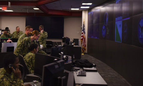 Sailors stand watch in the Fleet Operations Center at the headquarters of U.S. Fleet Cyber Command/U.S. 10th Fleet (FCC/C10F). Sailors stand watch in the Fleet Operations Center at the headquarters of U.S. Fleet Cyber Command/U.S. 10th Fleet (FCC/C10F).