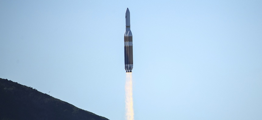 A powerful Delta 4 Heavy rocket carrying a U.S. spy satellite lifts off from Vandenberg Air Force Base in Calif., Saturday, Jan. 19, 2019.