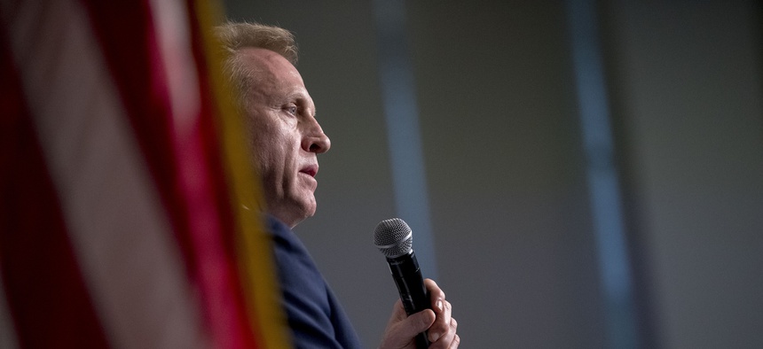 Acting Defense Secretary Patrick Shanahan speaks at the Center for Strategic and International Studies in Washington, Wednesday, March 20, 2019.
