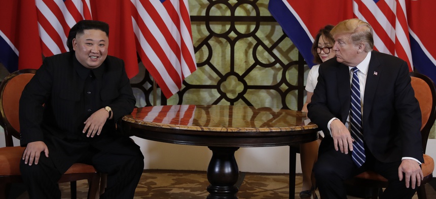 President Donald Trump meets North Korean leader Kim Jong Un, Thursday, Feb. 28, 2019, in Hanoi.