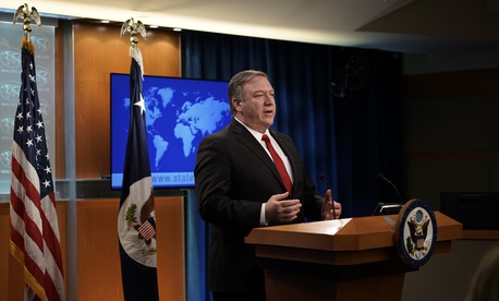Secretary of State Mike Pompeo speaks during a news conference on Tuesday, March 26, 2019, at the Department of State in Washington. 