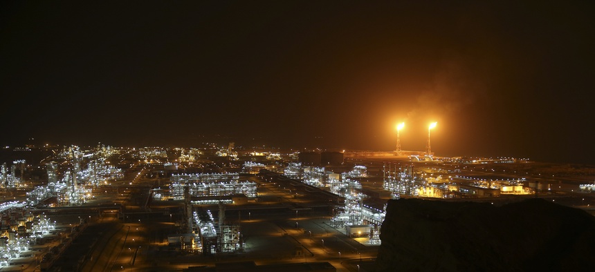 This March 16, 2019, photo, shows newly inaugurated natural gas refineries at the South Pars gas field on the northern coast of the Persian Gulf, in Asaluyeh, Iran.