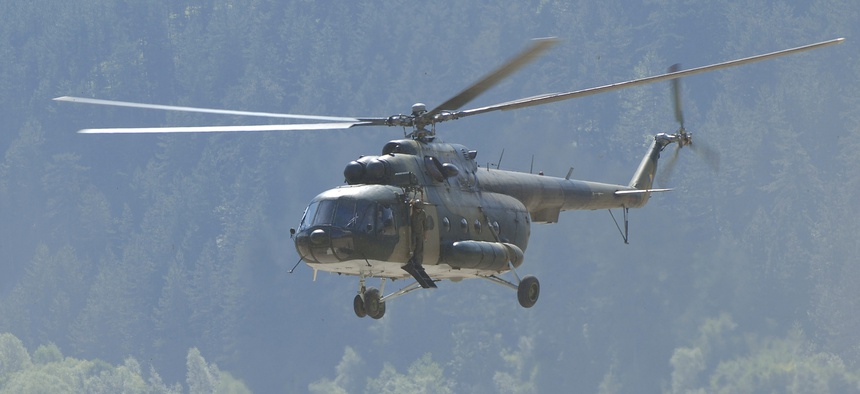 A Russian-made helicopter flown by the Bosnian Army in 2010.