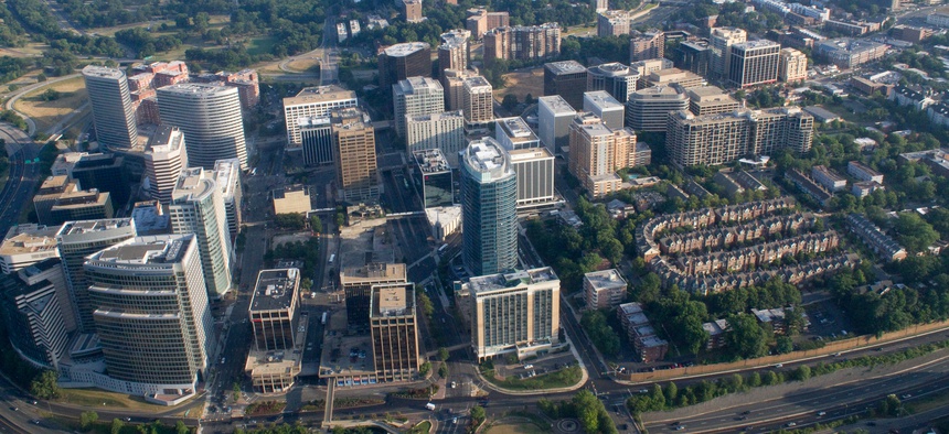 Aerial view of Rosslyn, Virginia.