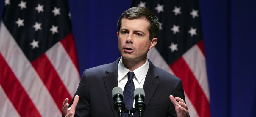 Democratic presidential candidate Mayor Pete Buttigieg speaks at the Indiana University Auditorium in Bloomington, Ind., Tuesday, June 11, 2019.