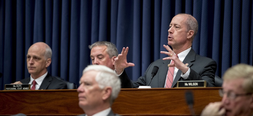 Ranking Member Mac Thornberry, D-Texas, speaks at a House Armed Services Committee budget hearing for the Departments of the Army and Air Force in Washington, D.C., on April 2, 2019.