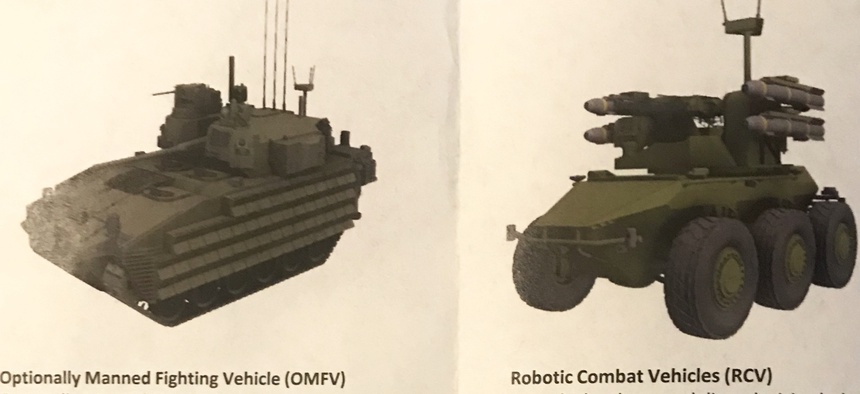 An illustration from a U.S. Army document showing a robotic combat vehicle.