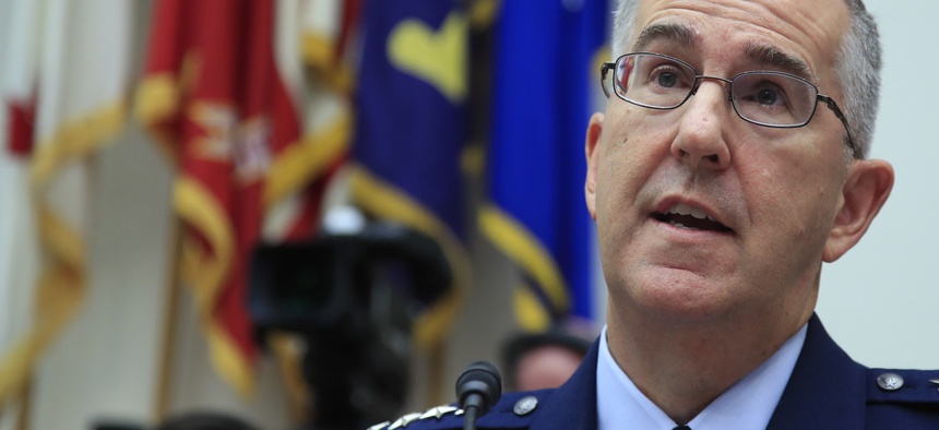 U.S. Strategic Command Commander Gen. John Hyten, testifies before a House committee on Capitol Hill in Washington, Friday, June 22, 2018.