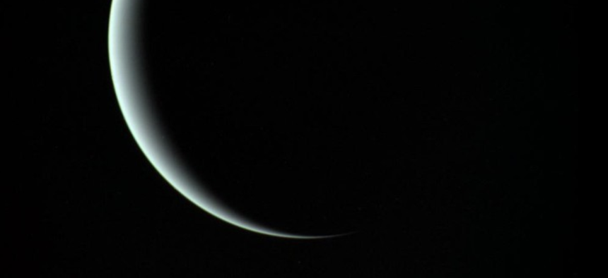 Uranus as seen by Voyager 2 on its way deeper into space