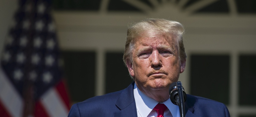 President Donald Trump speaks at the White House, Monday, July 29, 2019, in Washington.