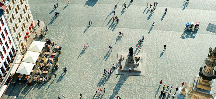 Aerial view of Neumarkt square in Dresden, Germany