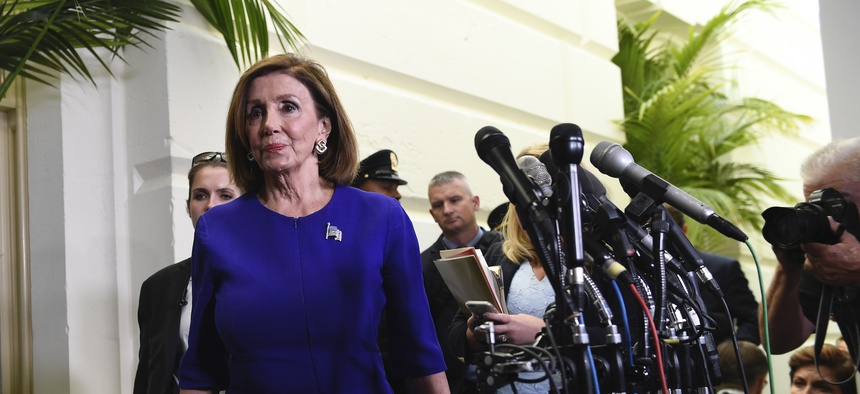 House Speaker Nancy Pelosi of Calif., arrives to read a statement announcing a formal impeachment inquiry into President Donald Trump, on Capitol Hill in Washington, Tuesday, Sept. 24, 2019.