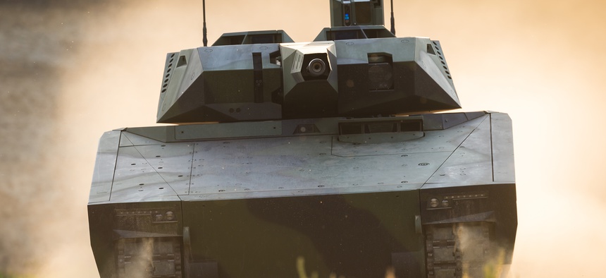 A Rheinmetall Defence Lynx armored fighting vehicle.