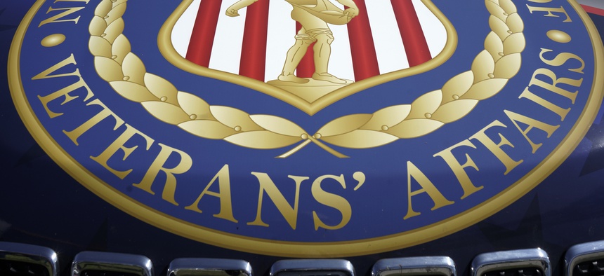 The logo of the Nebraska Department of Veteran Affairs is seen on the hood of a Jeep, at the Husker Harvest Days farm show in Grand Island, Neb., Tuesday, Sept. 10, 2019.